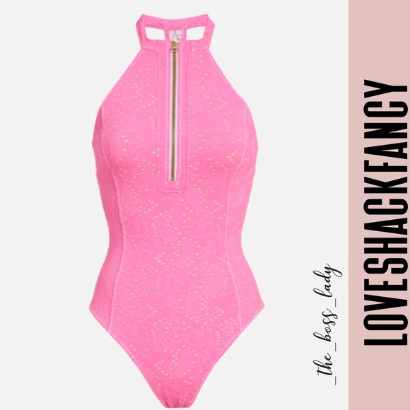 NWT LOVESHACKFANCY one piece swimsuit swimwear bikini bodysuit zip MEDIUM - Picture 5 of 6